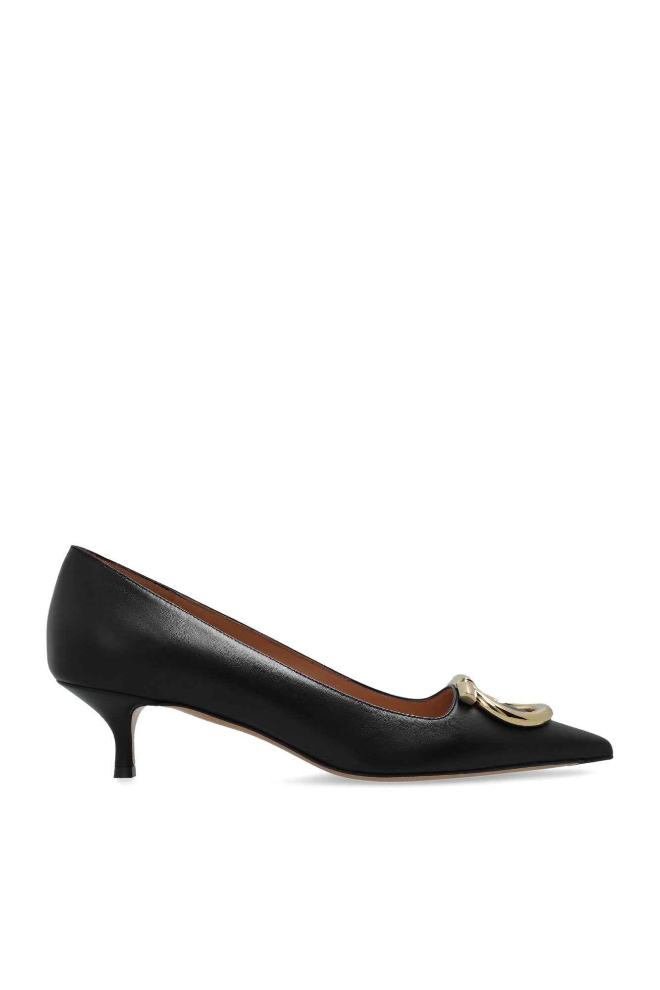 FERRAGAMO ブラック ストラップヒール 38 Salvatore Ferragamo Black Leather Bow Embellished Block Heel